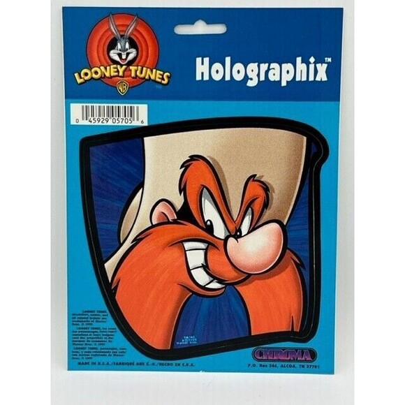 Vintage 1999 Chroma Looney Toons Holographic Decals Yosemite Sam 5x5 - Picture 1 of 2
